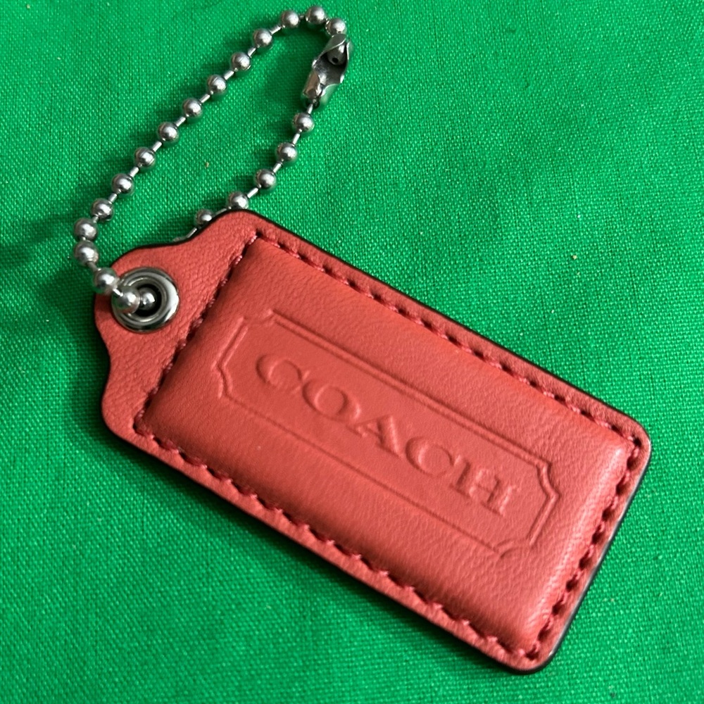 Coach Coral Orange Leather Hang Tag or Keychain